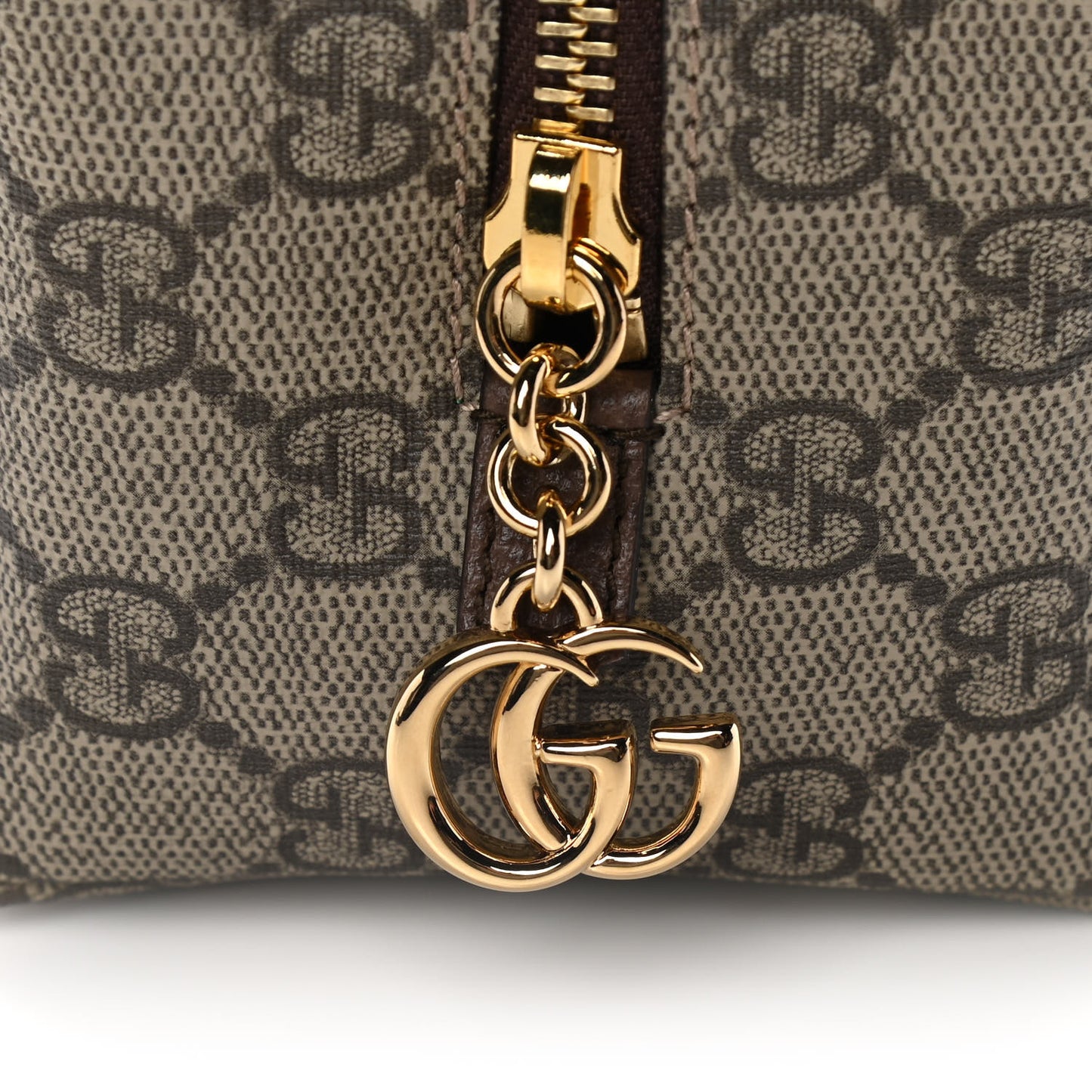 Soft GG Supreme Monogram Calfskin Medium Ophidia Cosmetic Case Beige Ebony New Acero