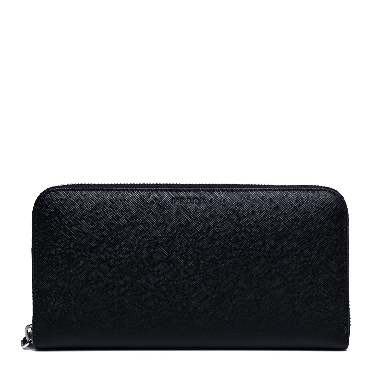 Prada Saffiano Zip Around Wallet Black 1 of 7