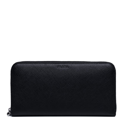 Prada Saffiano Zip Around Wallet Black 1 of 7