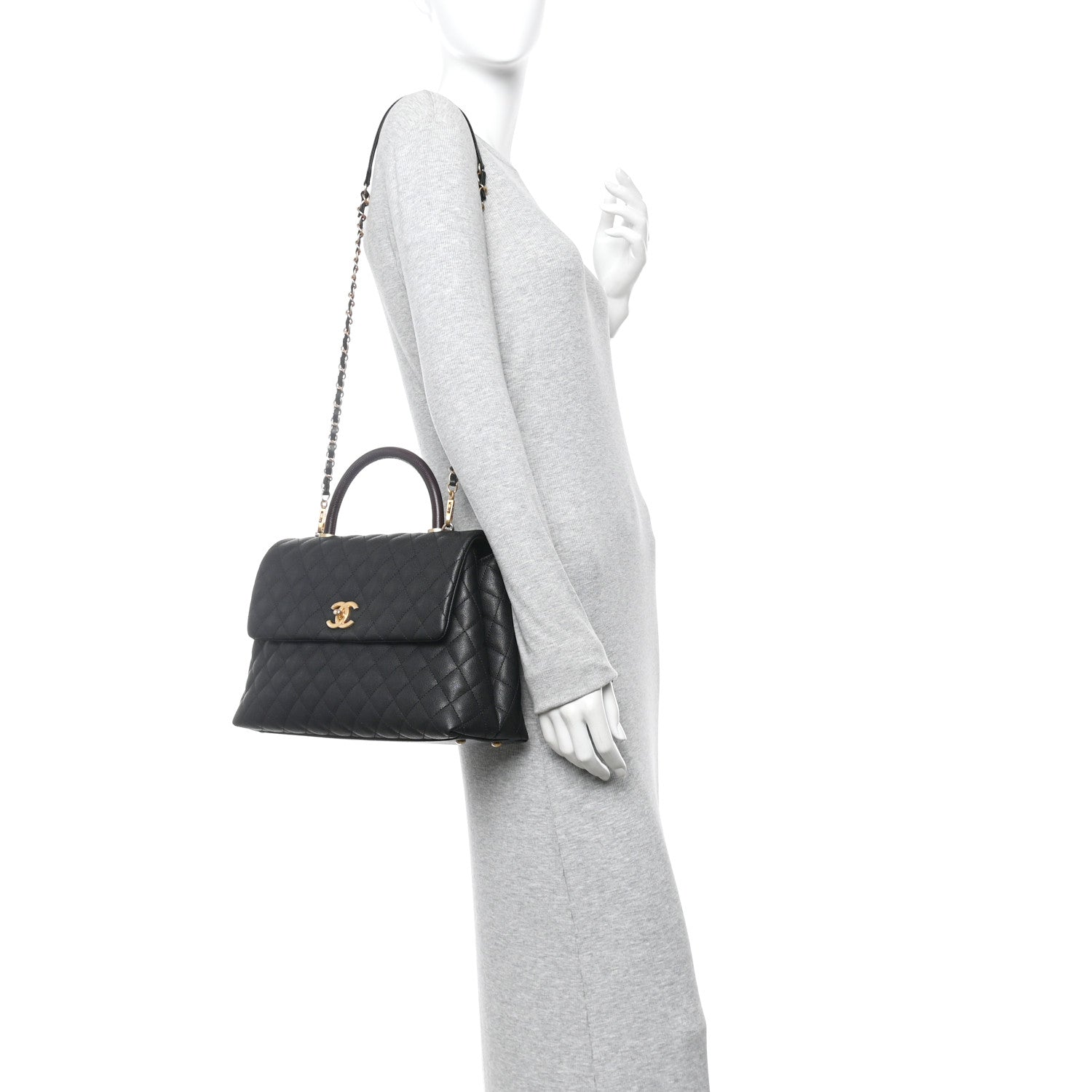 Chanel Caviar Lizard Quilted Medium Coco Handle Flap Black 2 of 11