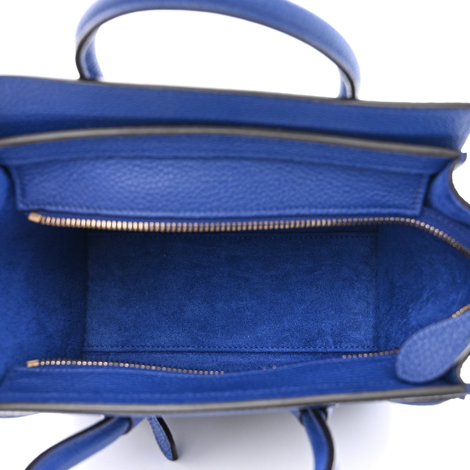 Celine Drummed Calfskin Nano Luggage Indigo 5 of 10