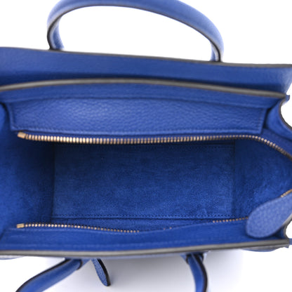Celine Drummed Calfskin Nano Luggage Indigo 5 of 10