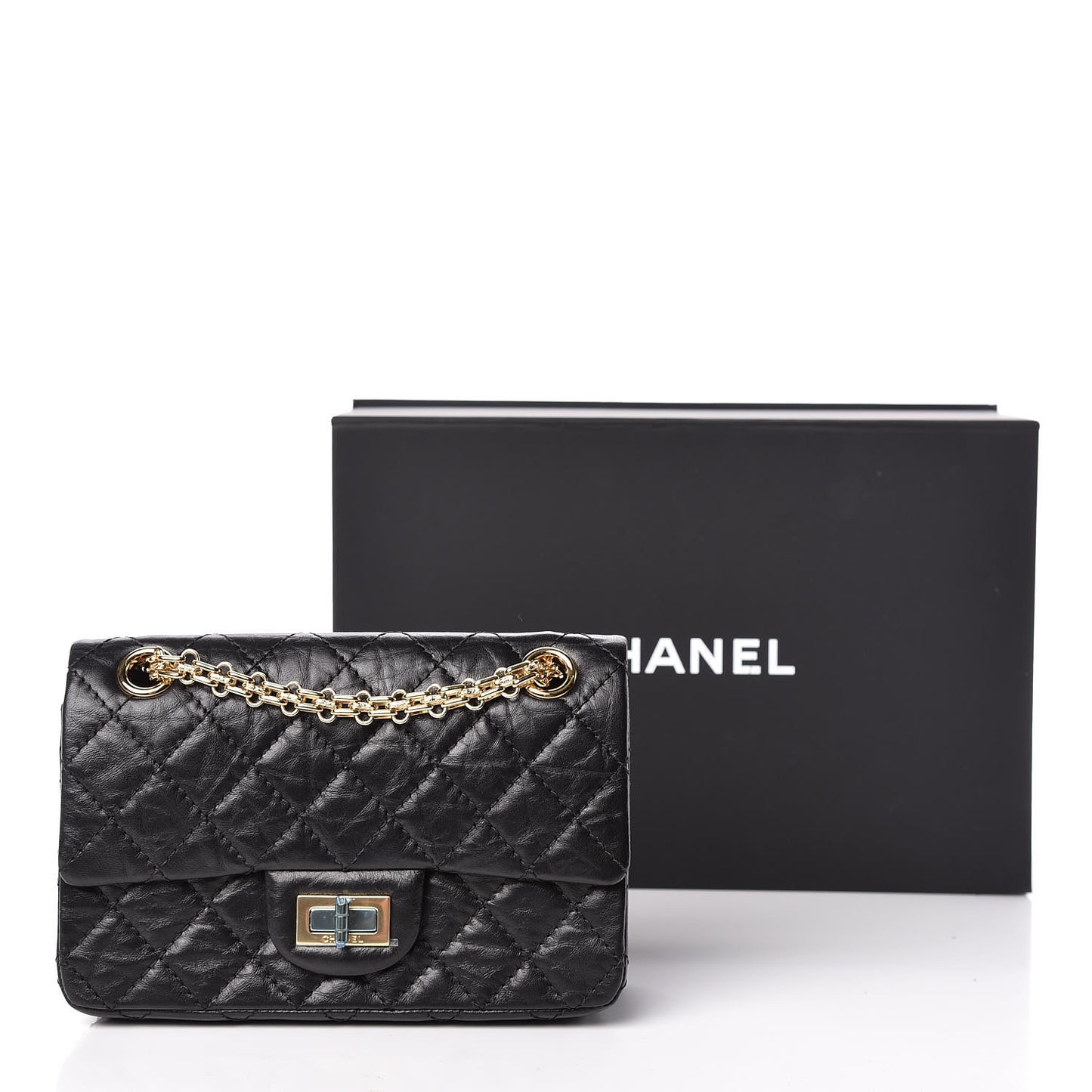 Aged Calfskin Quilted 2.55 Reissue Mini Flap Black