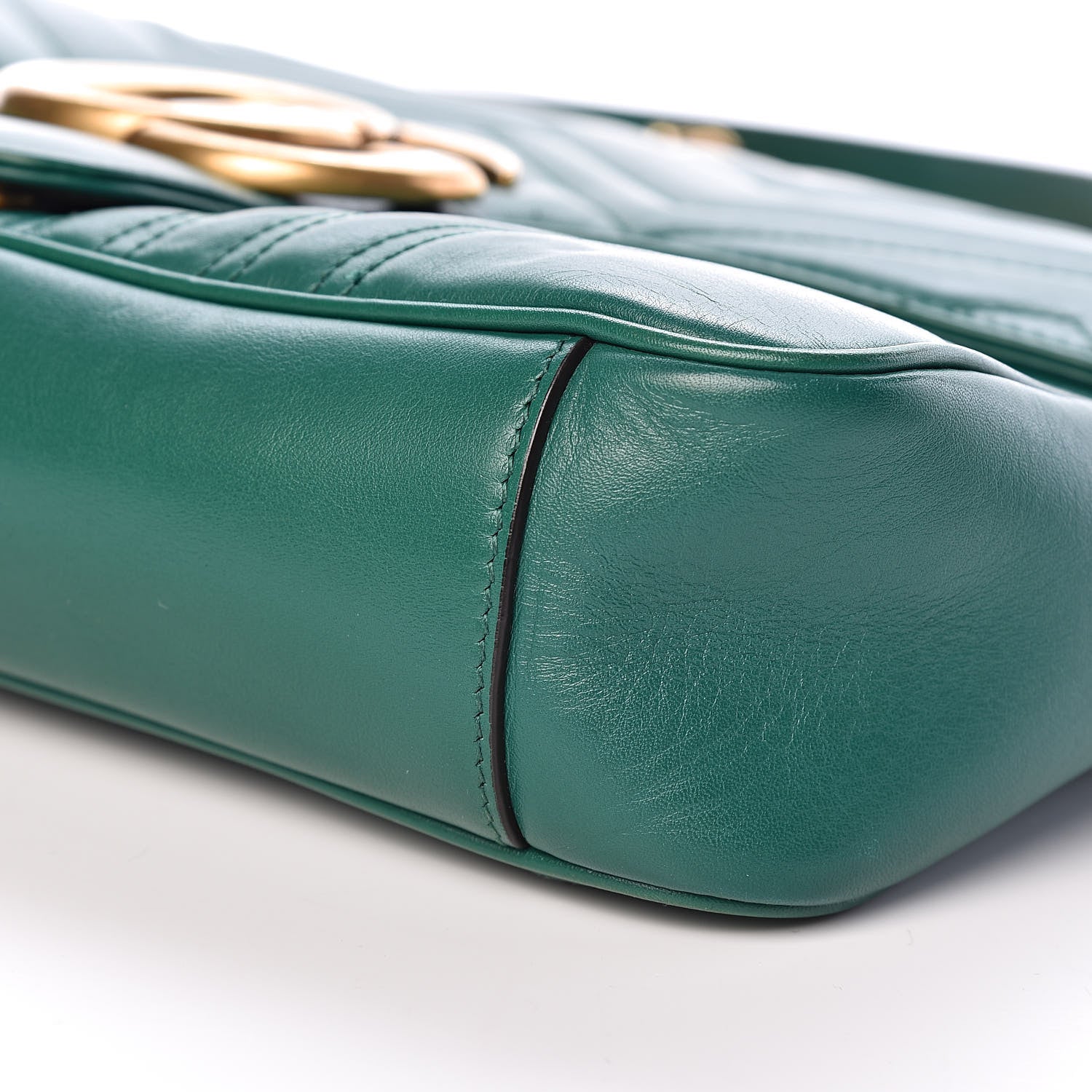 Gucci Calfskin Matelasse Medium GG Marmont Shoulder Bag Emerald Green 10 of 10
