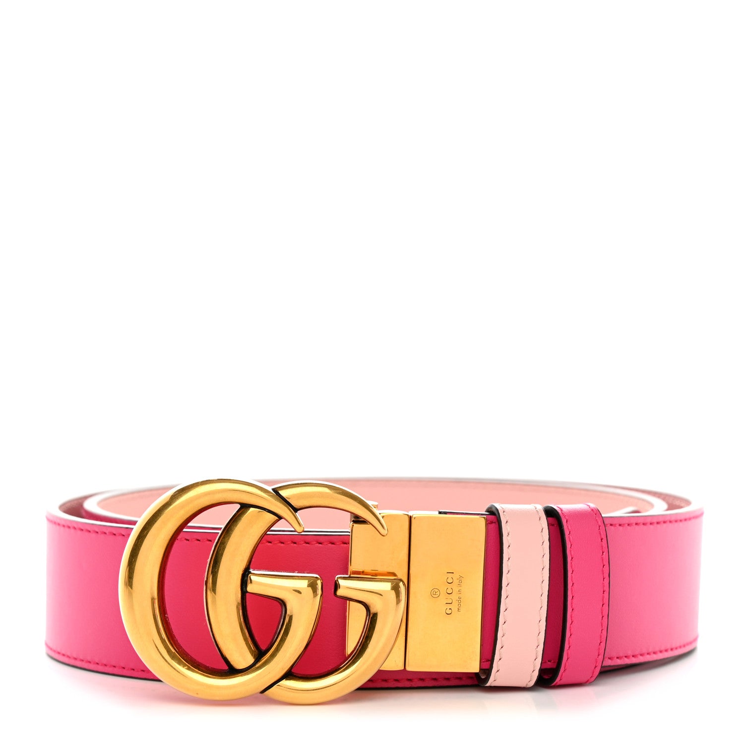 Gucci Plutone Calfskin 37mm GG Marmont Reversible Belt 95 38 Fuschia Pink 1 of 6