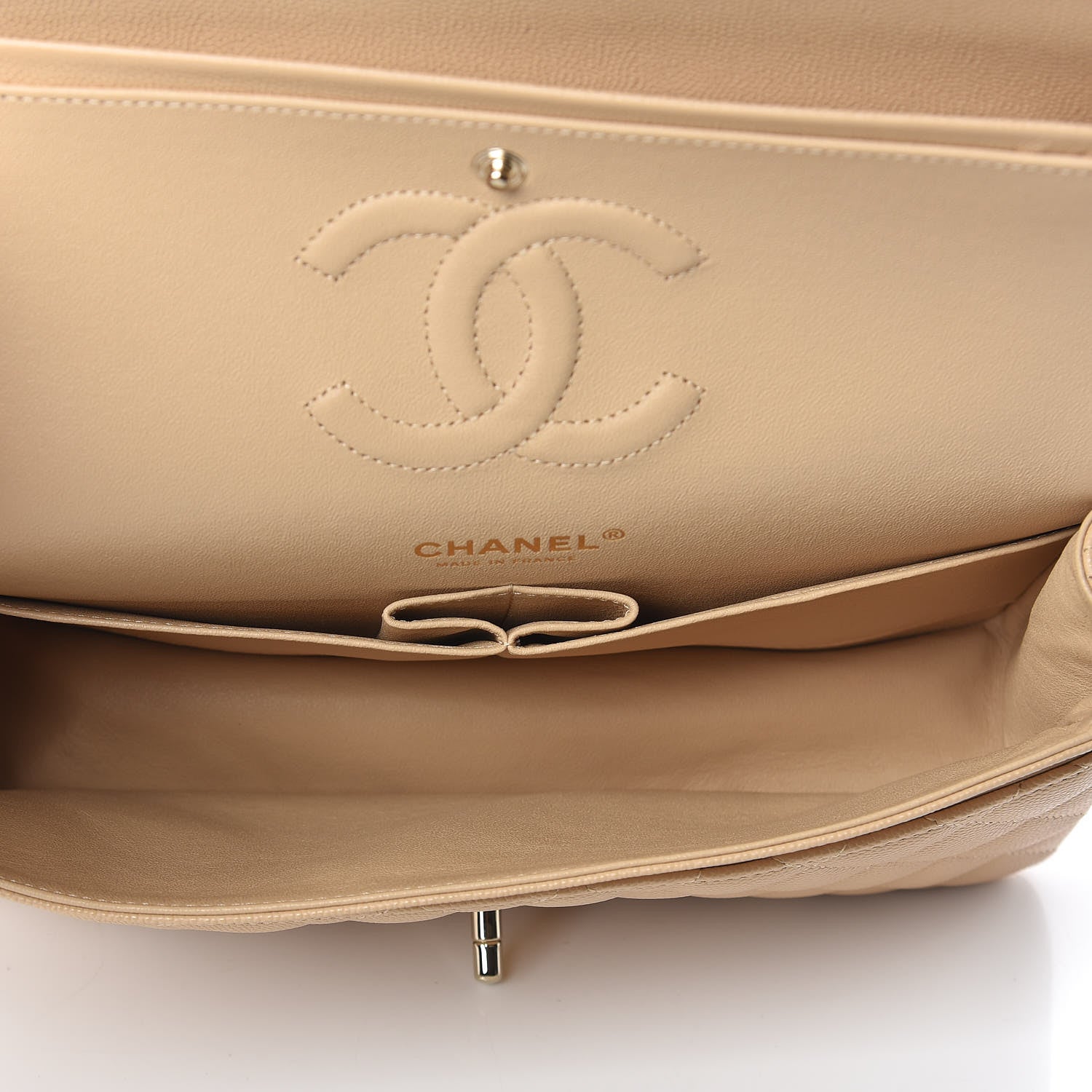 Chanel Caviar Quilted Medium Double Flap Beige Clair 5 of 10