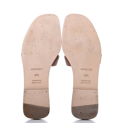 Hermes Box Calfskin Oran Sandals 36.5 Gold 5 of 7