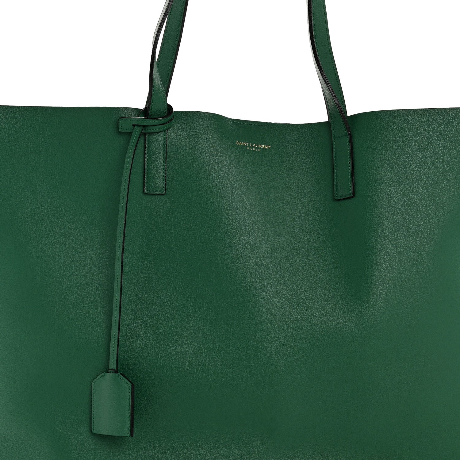 Saint Laurent Calfskin Large Shopping Tote Emerald Green 9 of 13
