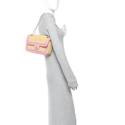 Chanel Raffia Chain Venice Beach Flap Bag Beige Pink 2 of 11