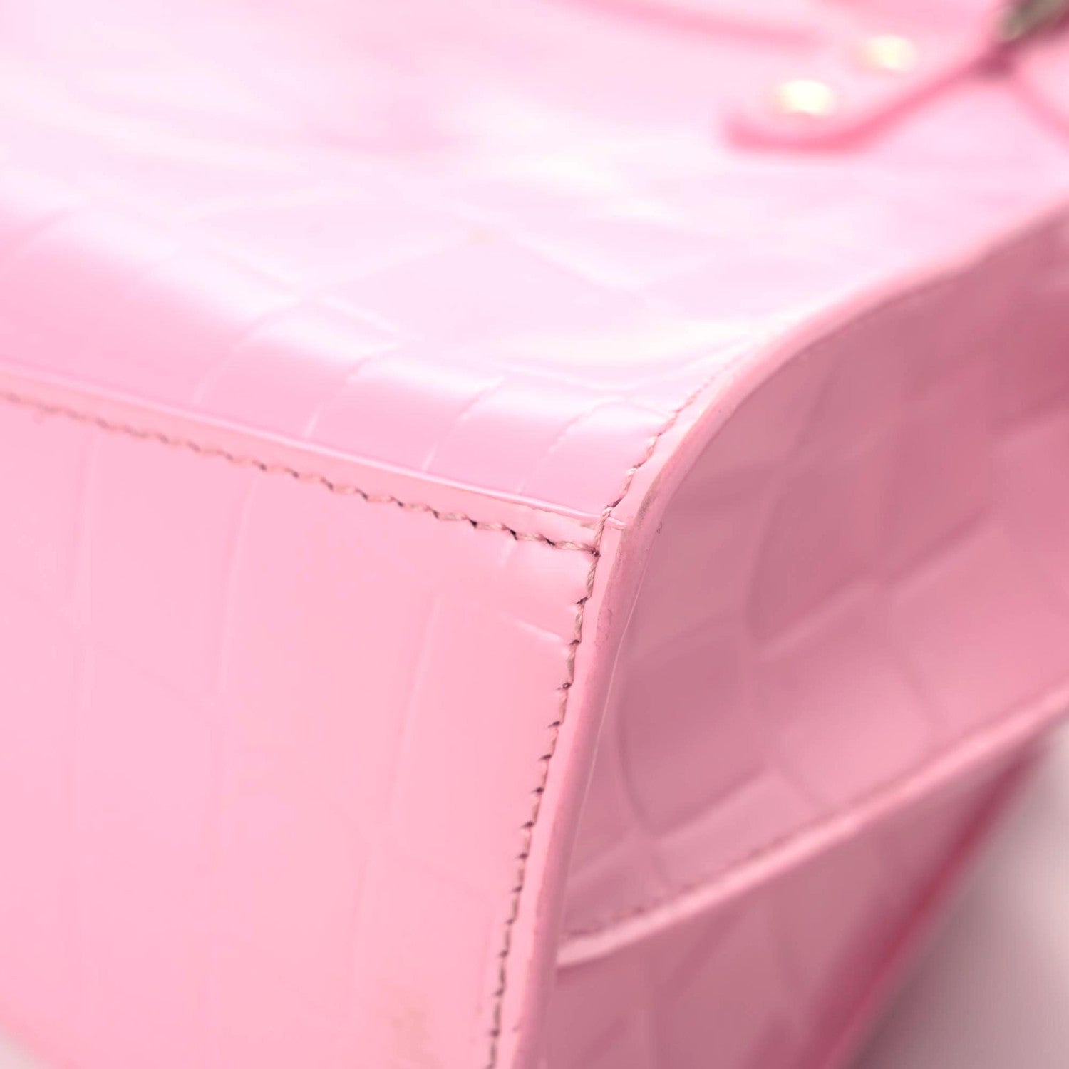 Balenciaga Semi Shiny Calfskin Crocodile Embossed Neo Classic Silver Hardware Mini City Pink 8 of 22