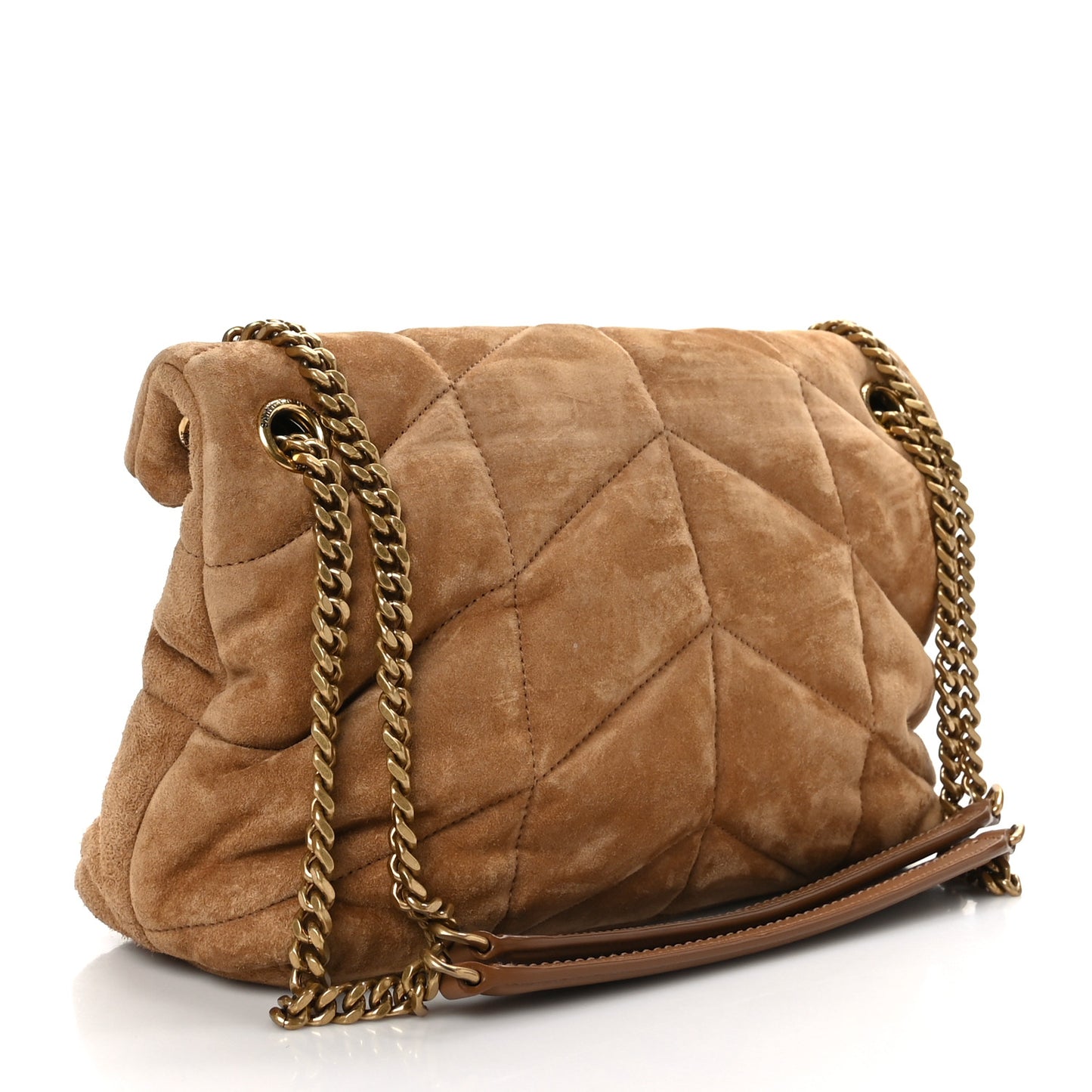 Suede Calfskin Quilted Small Loulou Puffer Monogram Chain Satchel Cinnamon