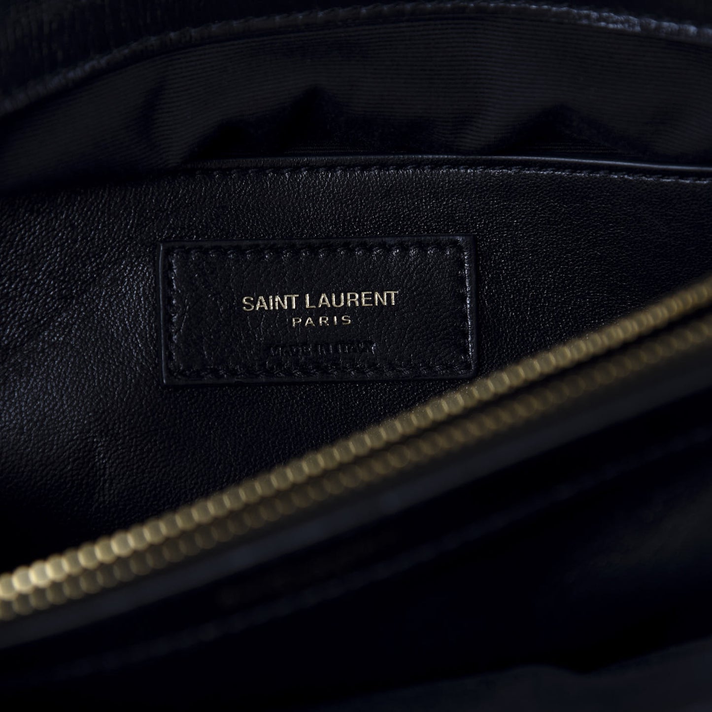 Cracked Shiny Calfskin Matelasse Chevron Monogram Large College Satchel Black