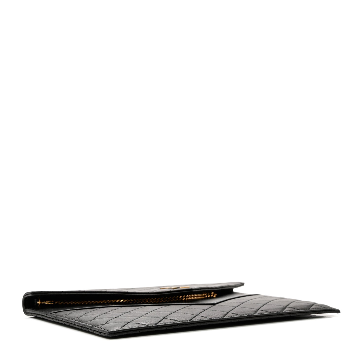 Lambskin Quilted Double Flap Chain Pouch Black