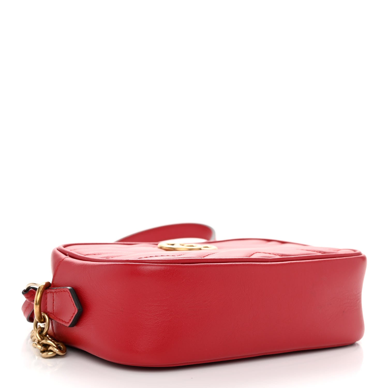 Gucci Calfskin Matelasse Mini GG Marmont Chain Shoulder Bag Hibiscus Red 4 of 12