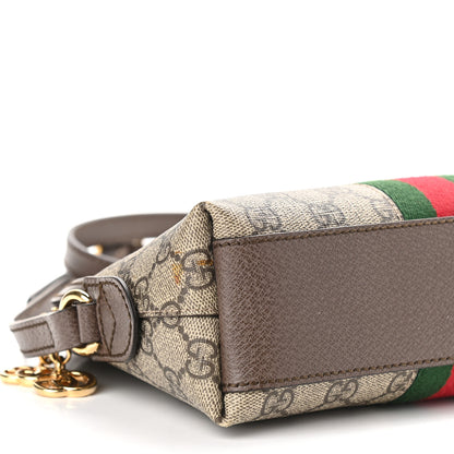 Gucci GG Supreme Monogram Textured Dollar Calfskin Web Small Ophidia Dome Shoulder Bag Beige Ebony New Acero 8 of 10