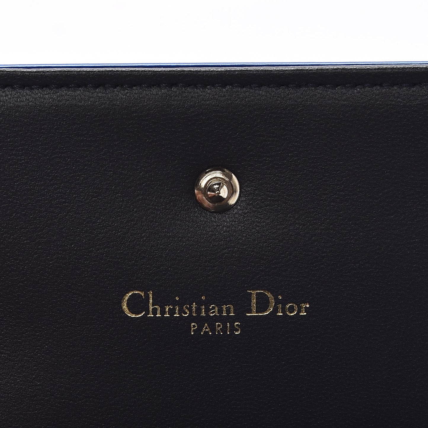 Metallic Patent Micro-Cannage Diorama Elancee Wallet Mirror Blue