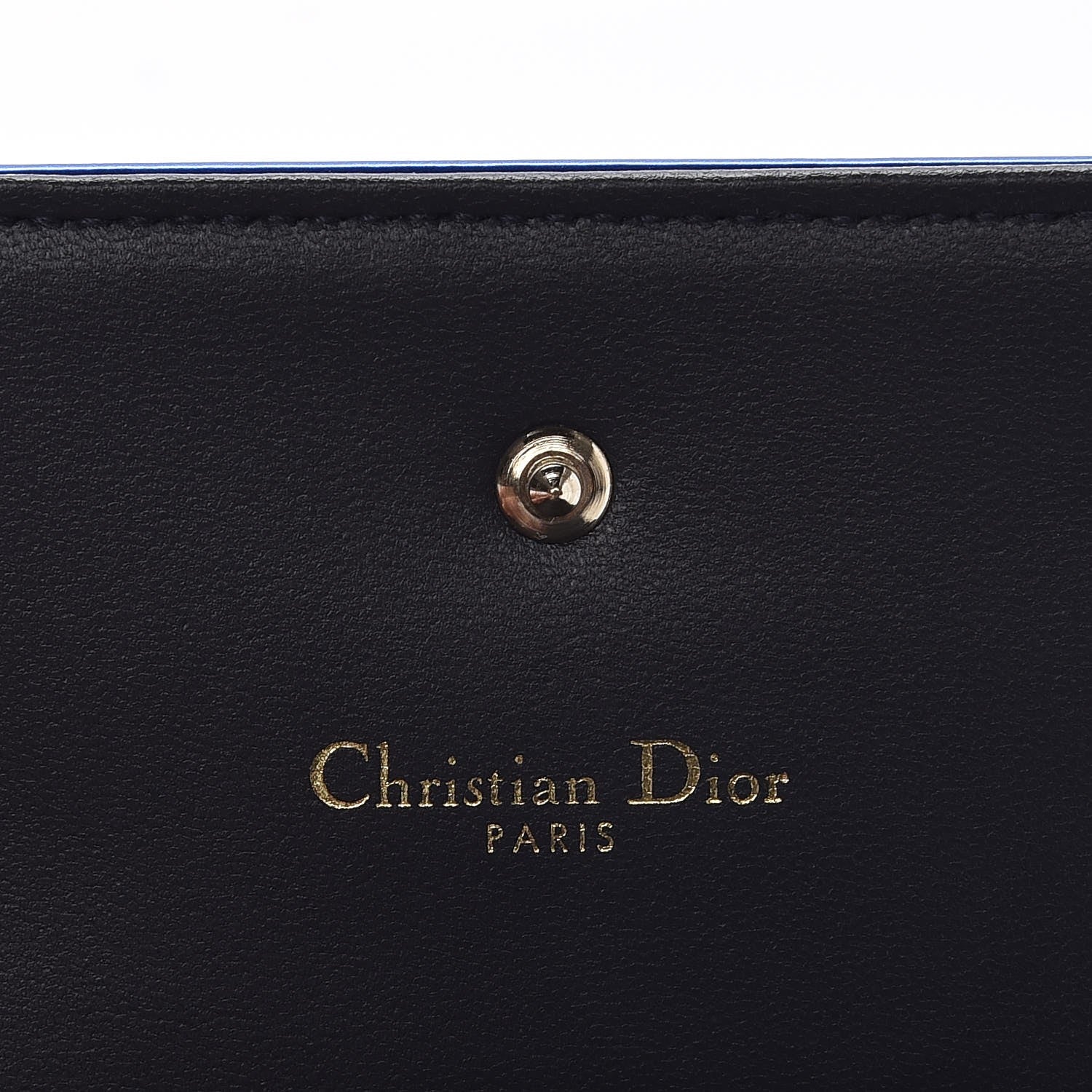 Christian Dior Metallic Patent Micro-Cannage Diorama Elancee Wallet Mirror Blue 6 of 9
