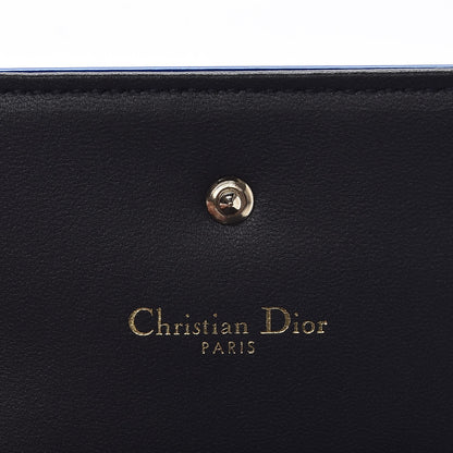 Christian Dior Metallic Patent Micro-Cannage Diorama Elancee Wallet Mirror Blue 6 of 9