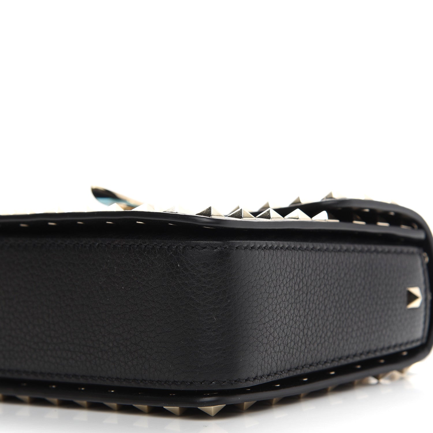 Valentino Garavani Grained Calfskin Medium Rockstud Chain Bag Black 7 of 7