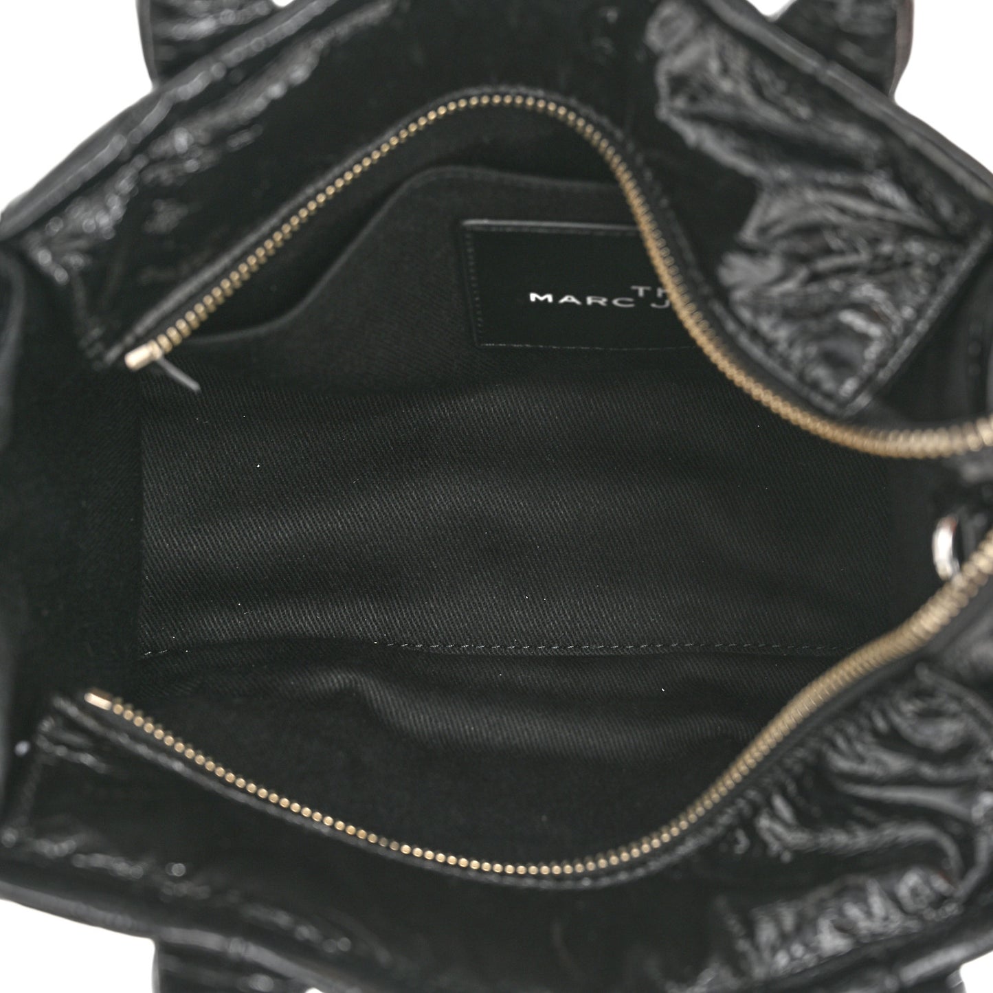 Shiny Crinkled Calfskin Small The Tote Bag Black