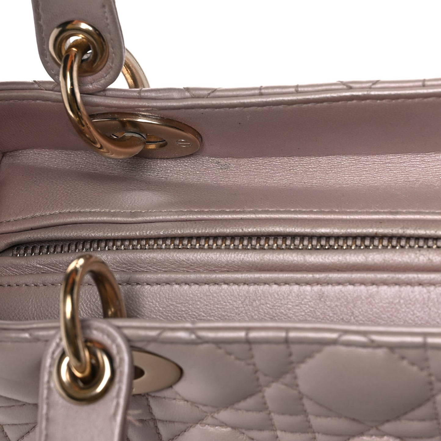 Pearly Lambskin Cannage Medium Lady Dior Lotus
