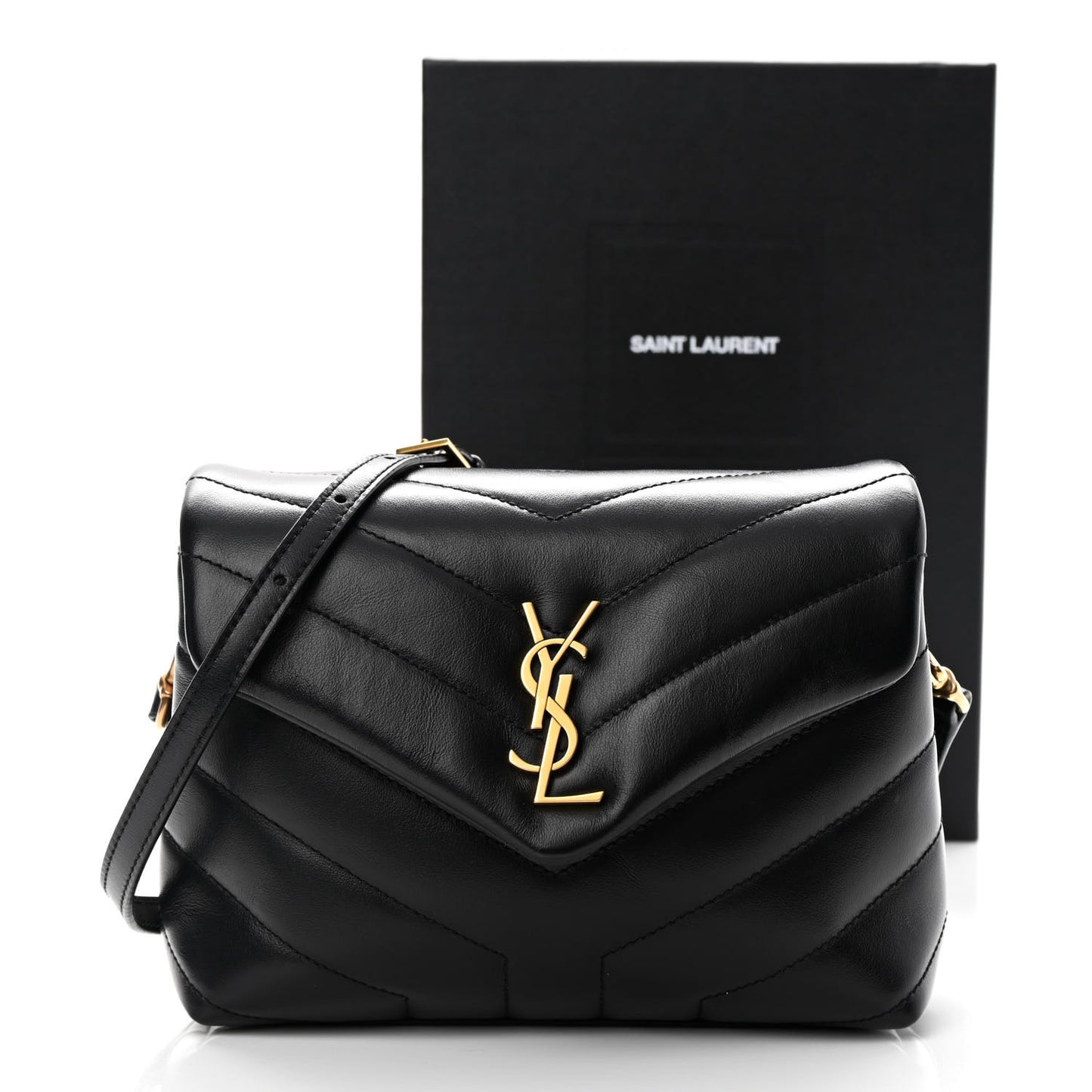Calfskin Y Quilted Monogram Toy Loulou Crossbody Bag Black