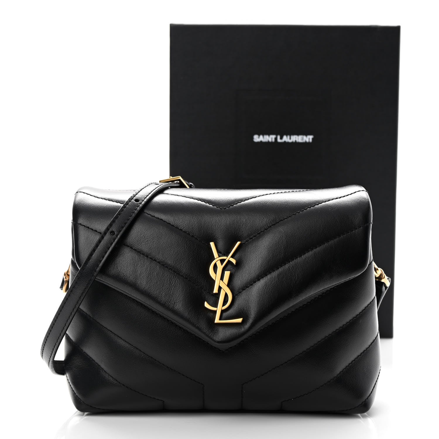 Saint Laurent Calfskin Y Quilted Monogram Toy Loulou Crossbody Bag Black 12 of 12