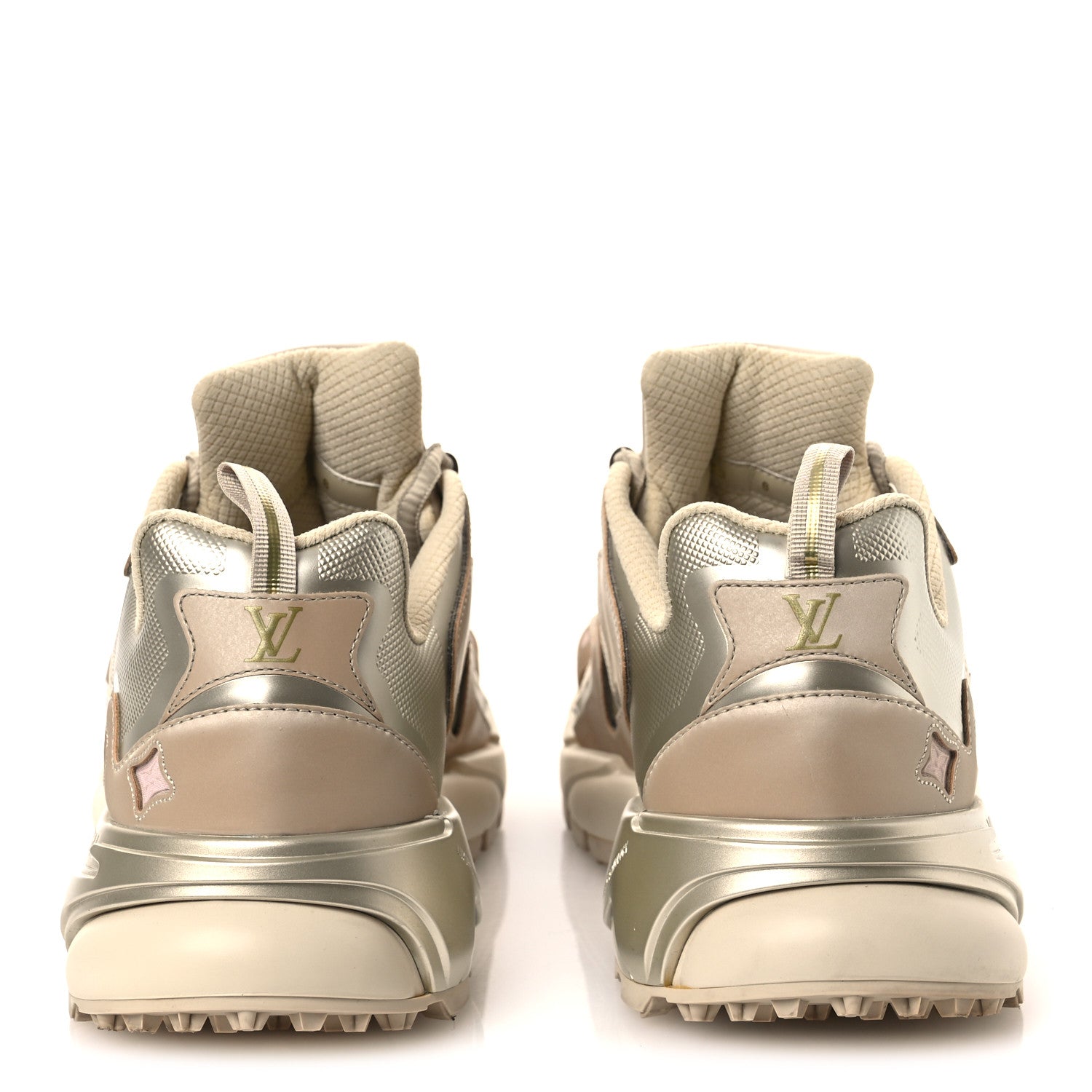 Louis Vuitton Metallic Canvas Mesh Mens LV Runner Tatic Sneakers 8 Beige 6 of 11