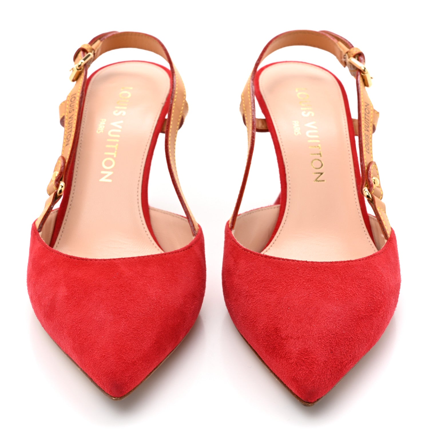 Louis Vuitton Suede Baby Goat Blossom Slingback Pumps 38 Rouge 3 of 9