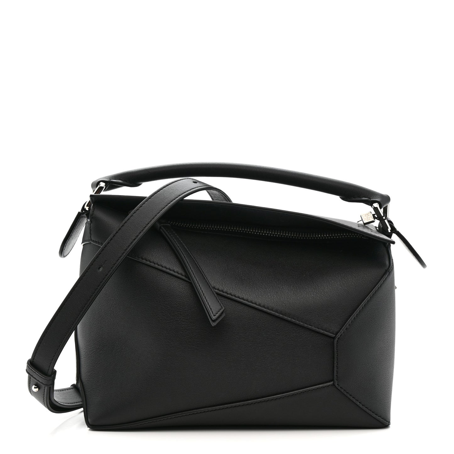 Calfskin Small Puzzle Edge Bag Black