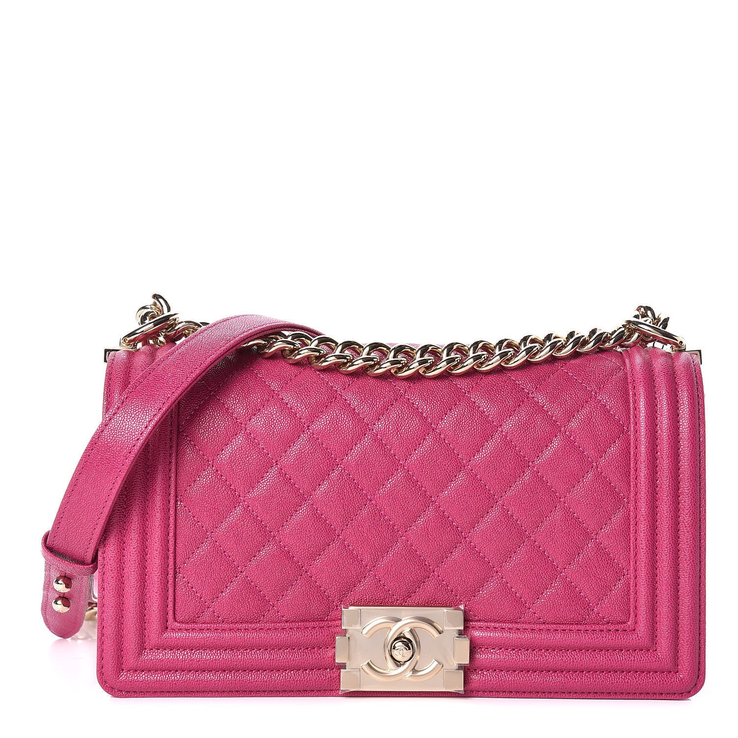 Chanel Caviar Quilted Medium Boy Flap Fuchsia 1 of 12