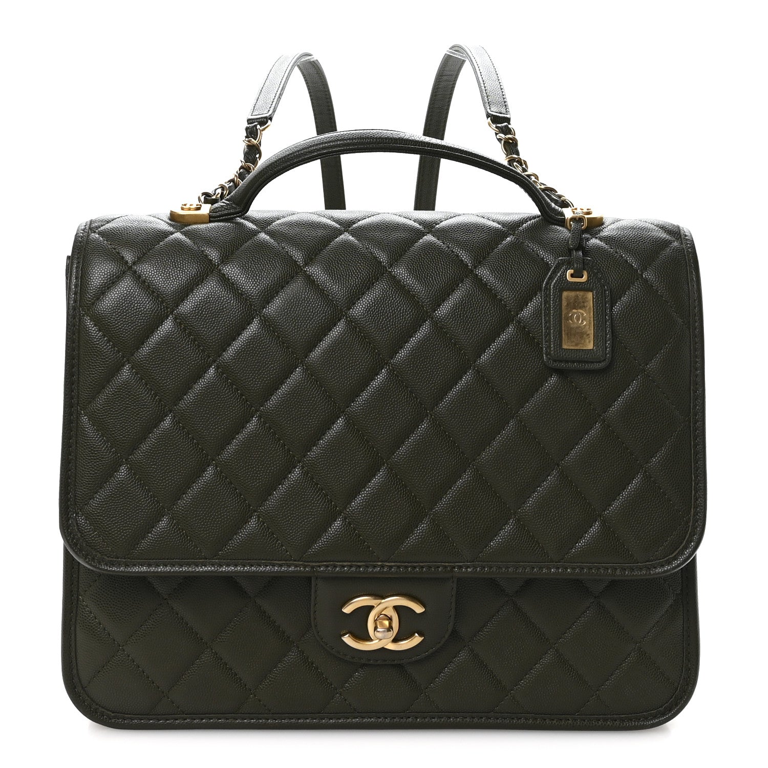 Chanel Caviar Quilted School Memory Backpack Dark Green 1 of 11