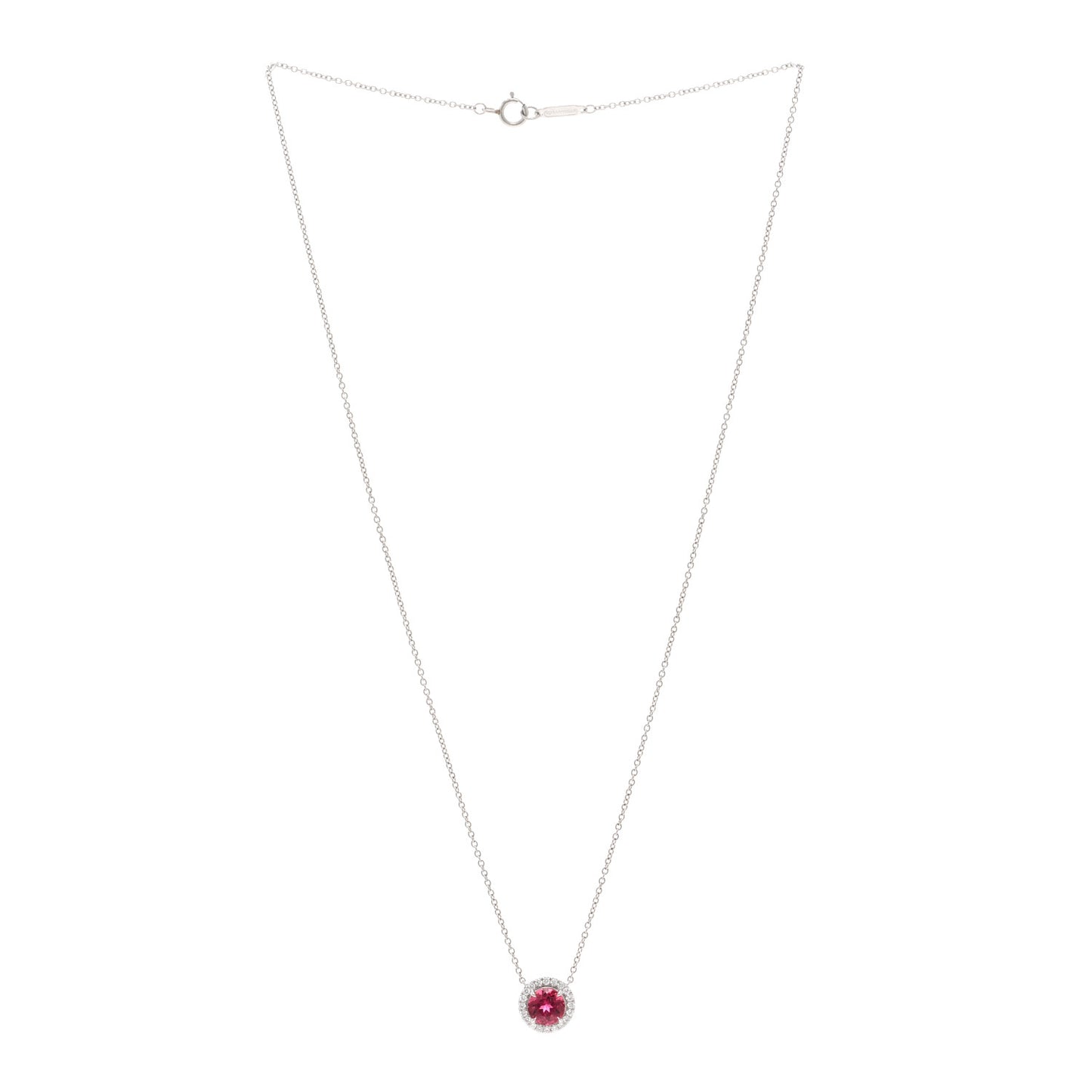 Platinum Diamond Pink Tourmaline Soleste Pendant Necklace