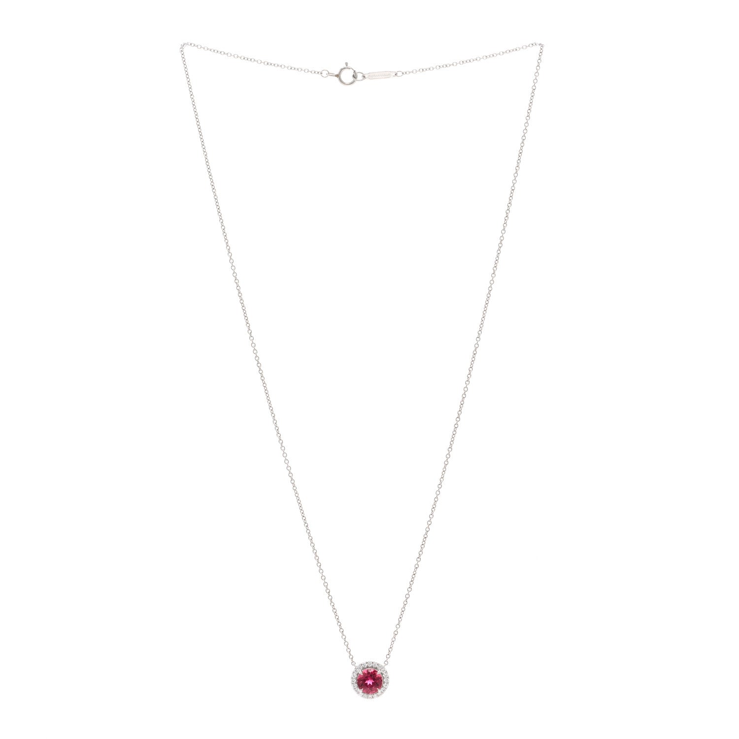 Tiffany Platinum Diamond Pink Tourmaline Soleste Pendant Necklace 3 of 5