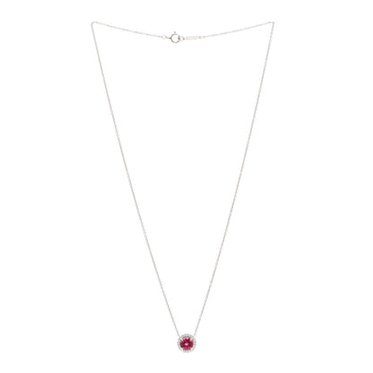 Tiffany Platinum Diamond Pink Tourmaline Soleste Pendant Necklace 3 of 5