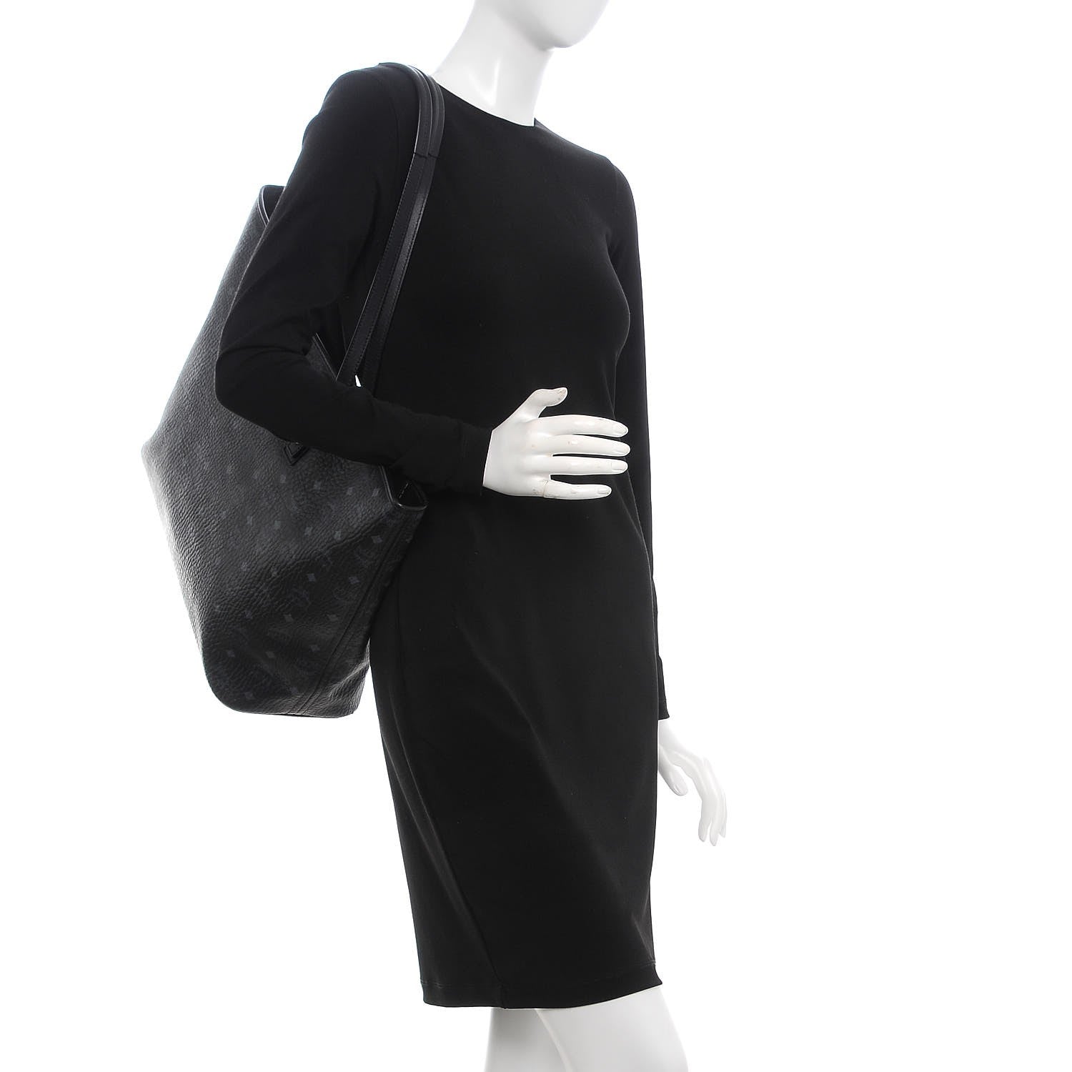 MCM Visetos Large Anya Shopper Tote Black 2 of 13