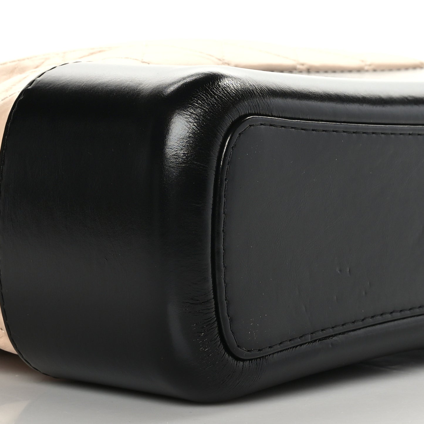 Aged Calfskin Quilted Medium Gabrielle Hobo Beige Black