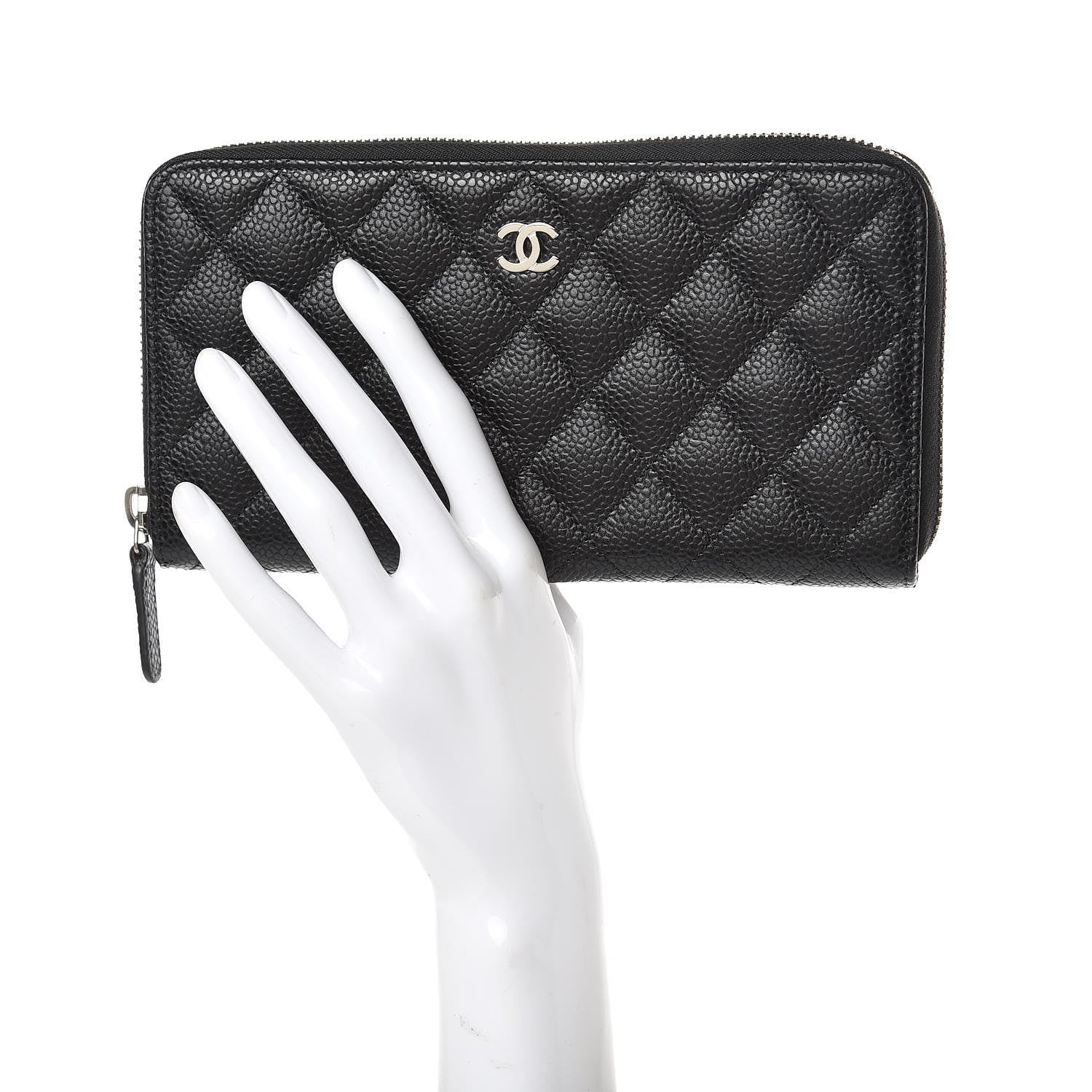 Chanel Caviar Quilted Large Gusset Zip Around Wallet Black 2 of 9
