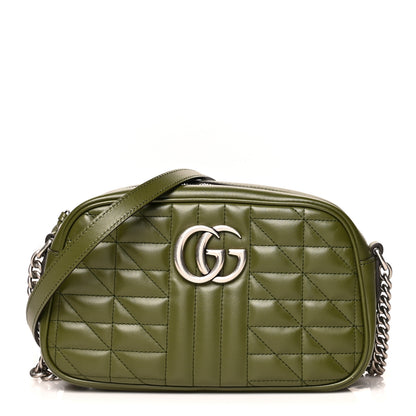 Gucci Calfskin Matelasse Aria Small GG Marmont Chain Shoulder Bag Military Wood 1 of 12