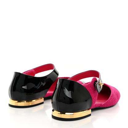 Chanel Tweed Patent Cap Toe Ballerina Flats 40 Dark Pink Black 4 of 9