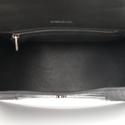Balenciaga Shiny Calfskin Crocodile Embossed Small Hourglass Top Handle Bag Dark Grey 5 of 11