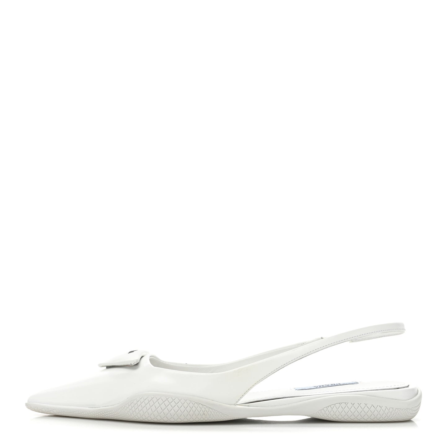 Spazzolato Triangle Logo Pointed Toe Slingback Flats 37 White
