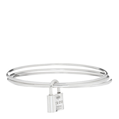 Tiffany Sterling Silver 1837 Triple Bangle Lock Bracelet 1 of 3