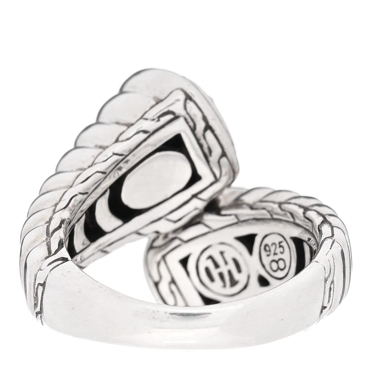 John Hardy Sterling Silver Hematine Bedeg Bypass Ring 54 7 3 of 4