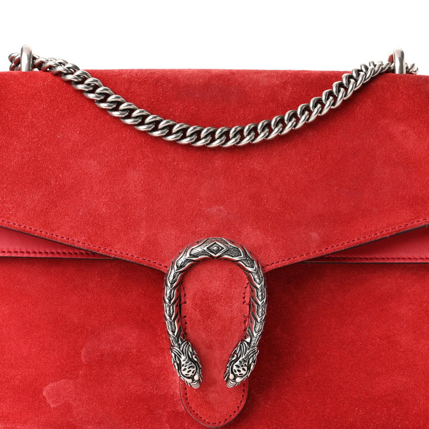 Suede Vitello Velvet Medium Dionysus Shoulder Bag Vulcanic Red
