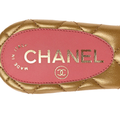 Chanel Goatskin Lambskin Quilted CC Sandal Mules 36.5 Pink Gold 7 of 13