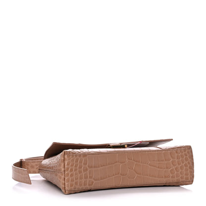 Balenciaga Extra Supple Calfskin Crocodile Embossed XS Downtown Shoulder Bag Nude Beige 4 of 11