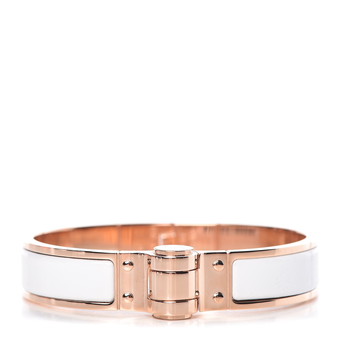 Enamel Charniere Uni Narrow Hinged Bracelet S White