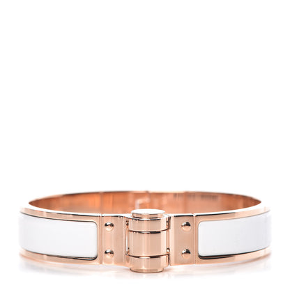 Hermes Enamel Charniere Uni Narrow Hinged Bracelet S White 1 of 6