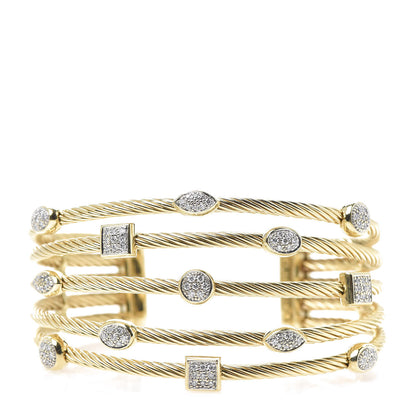 David Yurman 18K Yellow Gold Diamond Five Row Confetti Cuff Bracelet 1 of 4